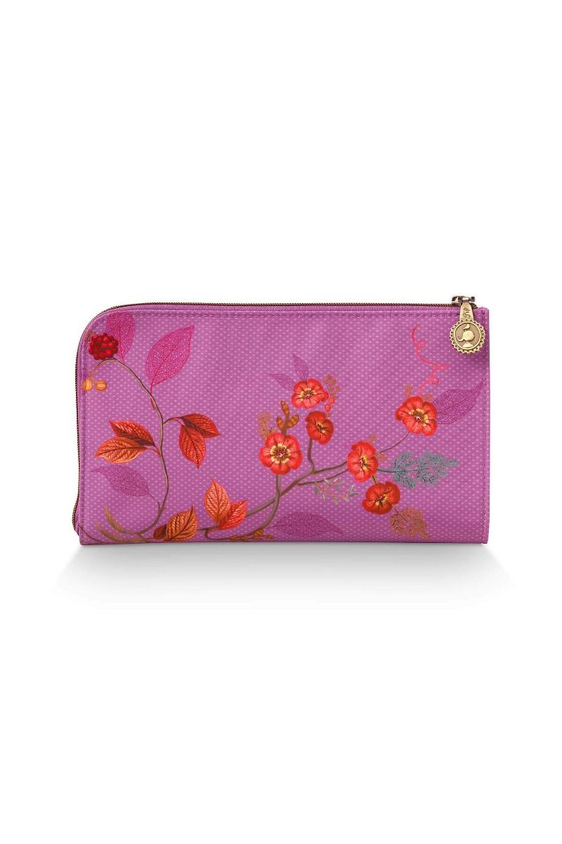 Cosmetic Zipper Pouch Kawai Flower Fuchsia