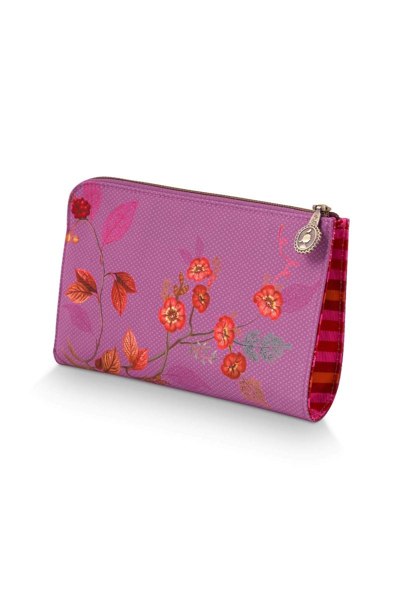 Flaches Necessaire Reißverschluss Kawai Flower Fuchsia