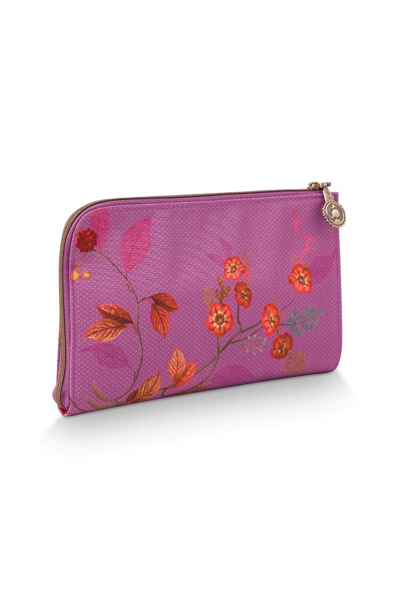 Flaches Necessaire Reißverschluss Kawai Flower Fuchsia