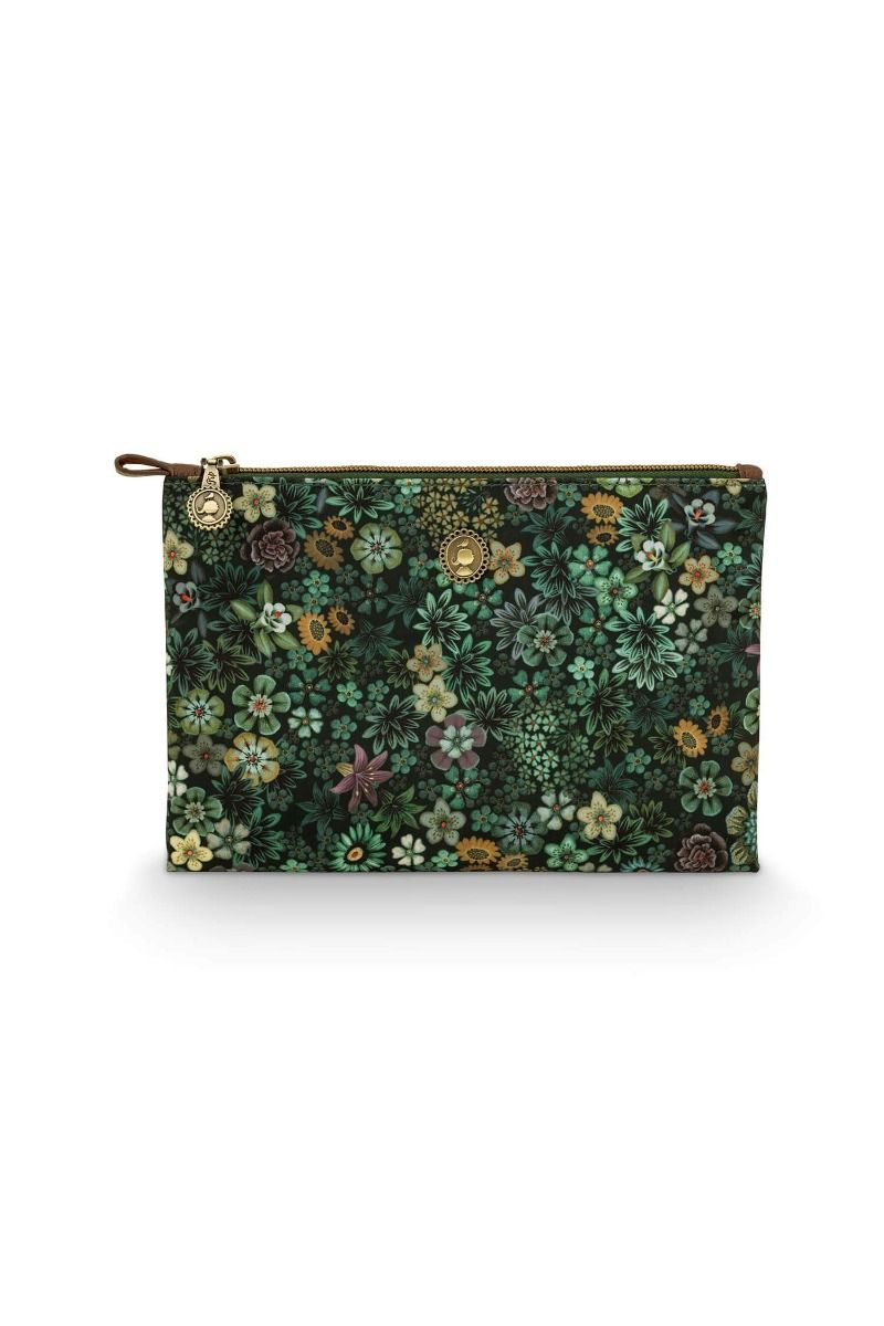 Cosmetic Flat Pouch Medium Tutti i Fiori Green