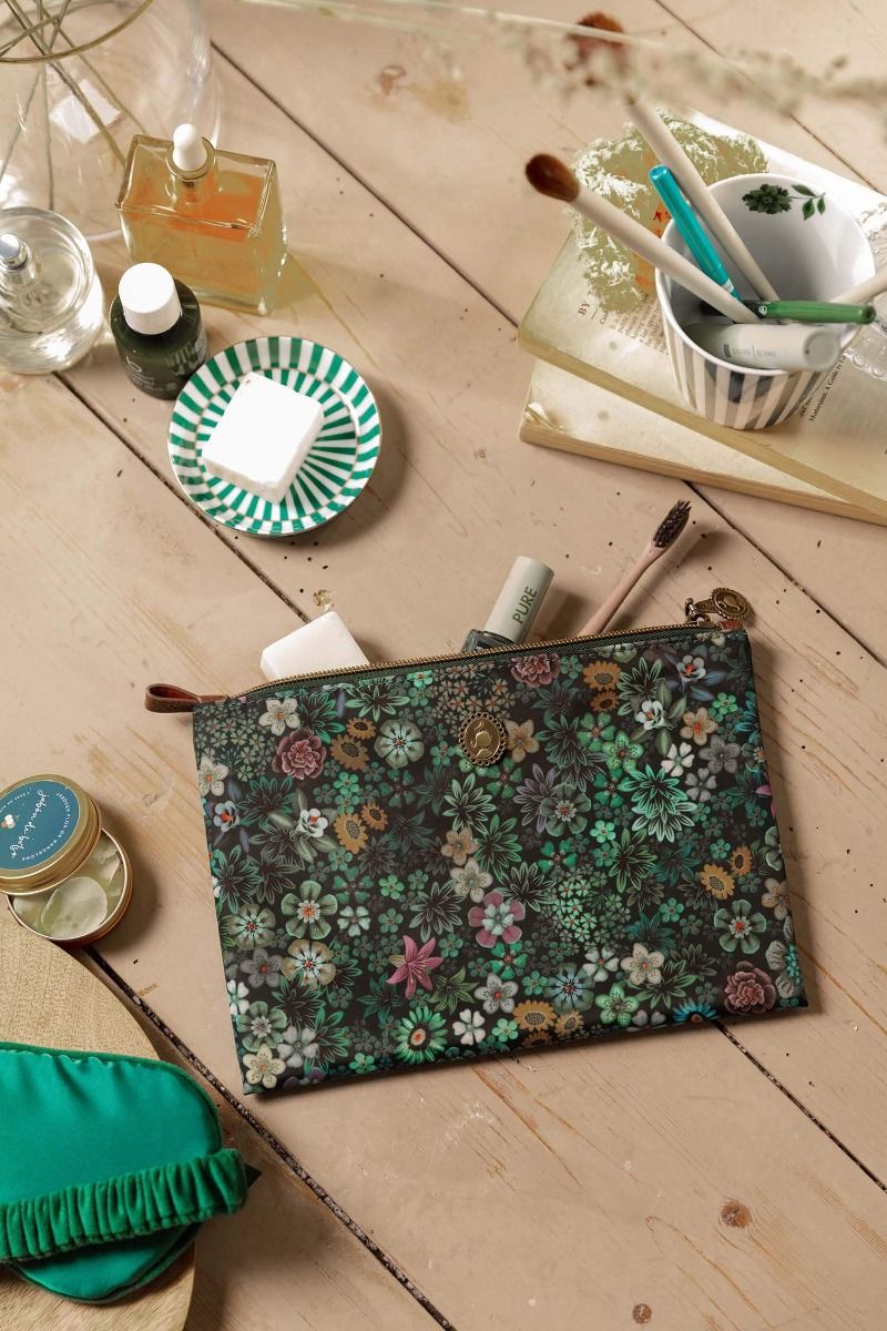 Cosmetic Flat Pouch Medium Tutti i Fiori Green