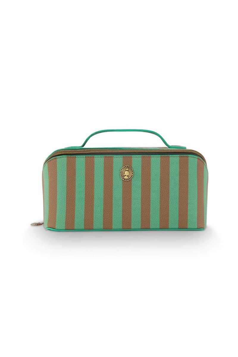 Necessaire Cyrille Mittelgroß Streifen Grün