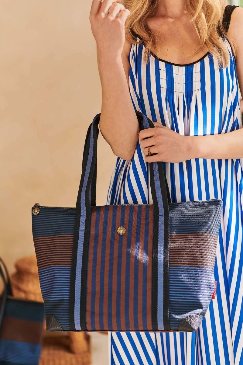 Tilda Tragetasche Mittel Streifen Blau
