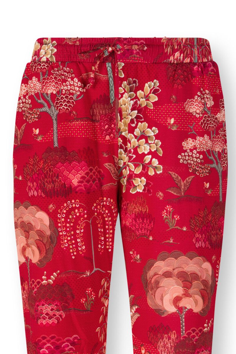 Trousers Long Japanese Garden Red