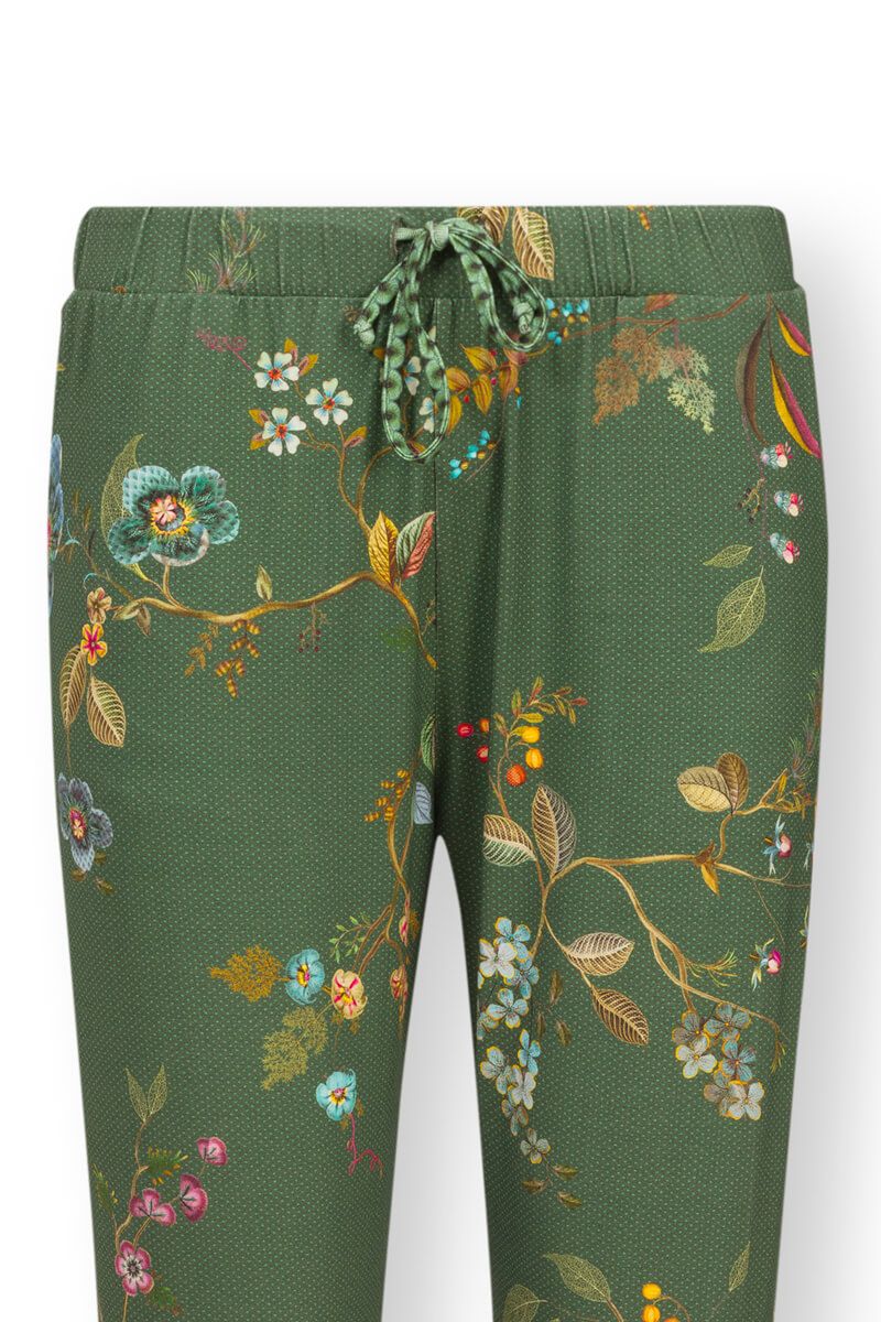 Trousers Long Kawai Flower Dark Green
