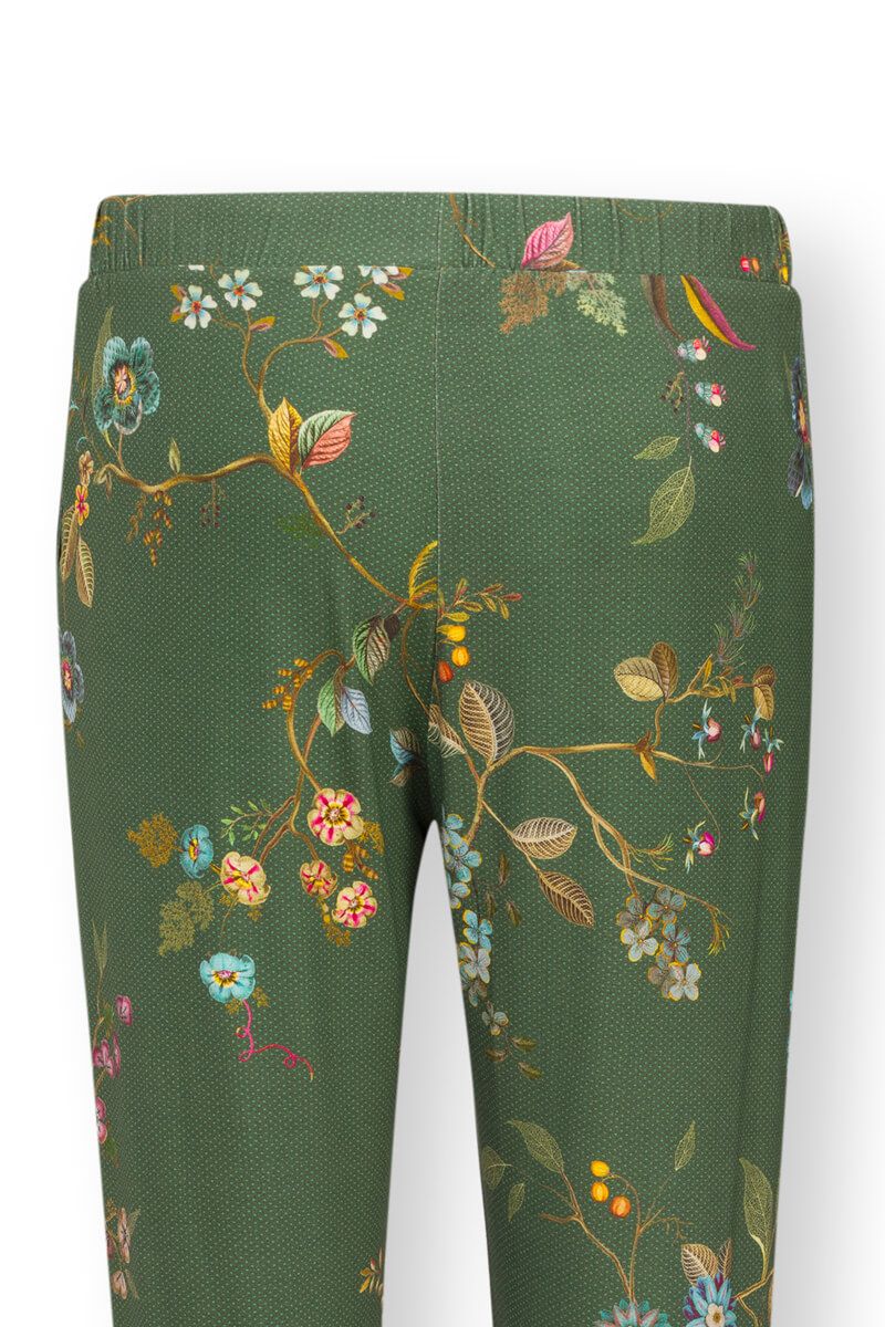 Trousers Long Kawai Flower Dark Green