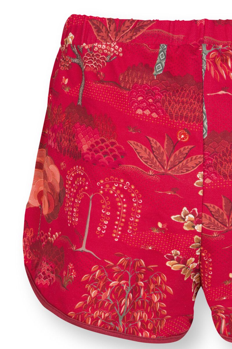 Trousers Short Japanese Garden Red