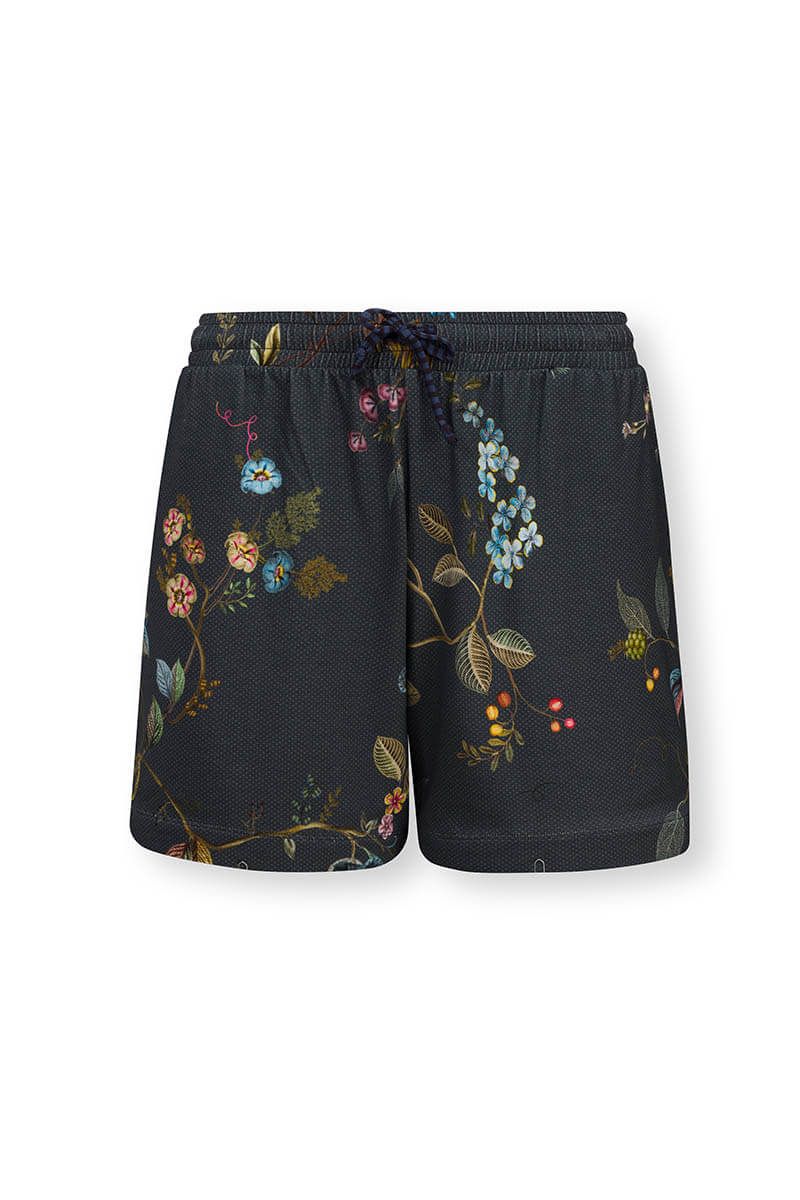 Trousers Short Kawai Flower Dark Blue