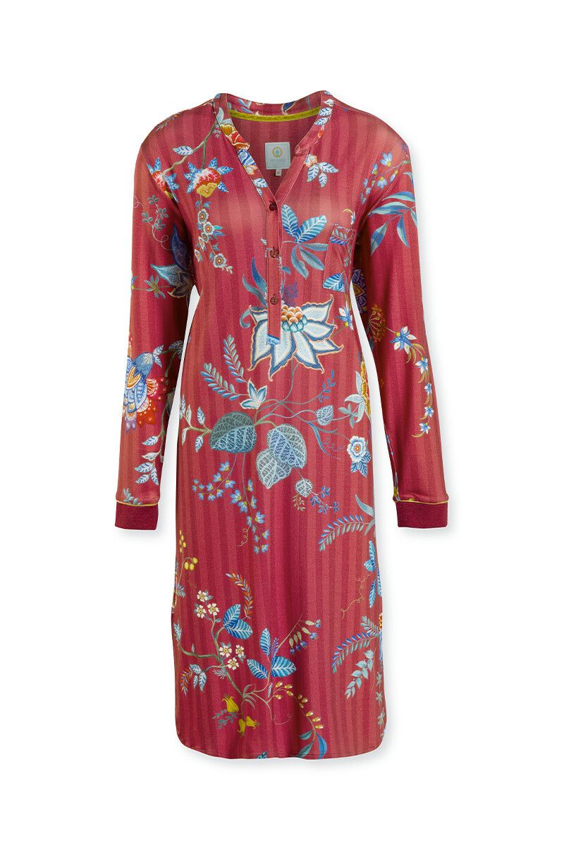Nightdress Long Flower Festival Red