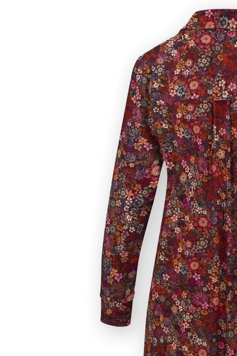 Nachthemd Lange Ärmel Knöpfe Tutti i Fiori Rot 