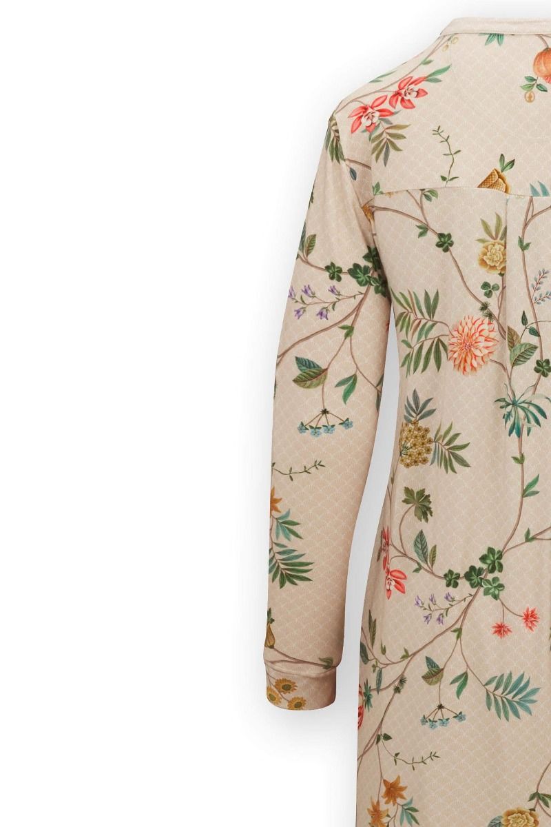 Nightdress Buttons Long Sleeve La Dolce Vita Sand