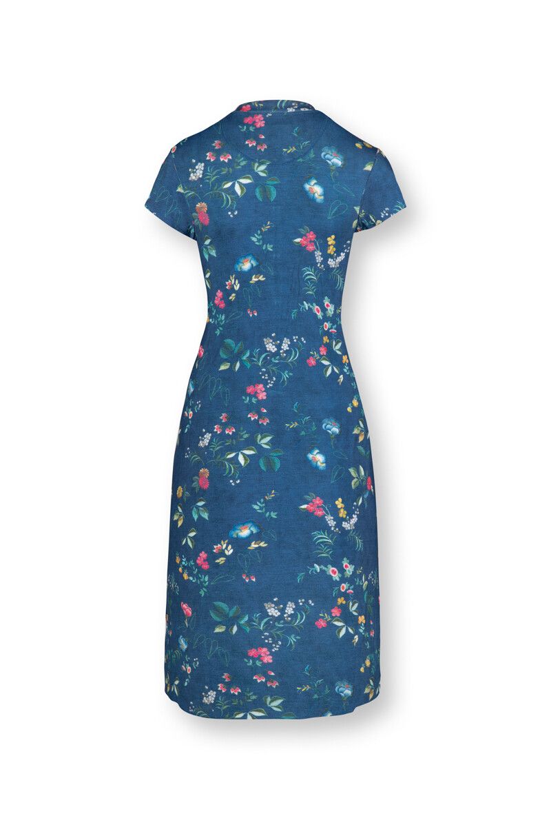 Nachthemd Korte Mouw Knopen Tokyo Blossom Donkerblauw
