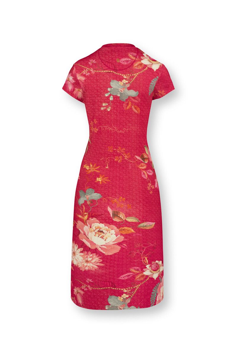 Nachthemd Korte Mouw Knopen Tokyo Bouquet Rood