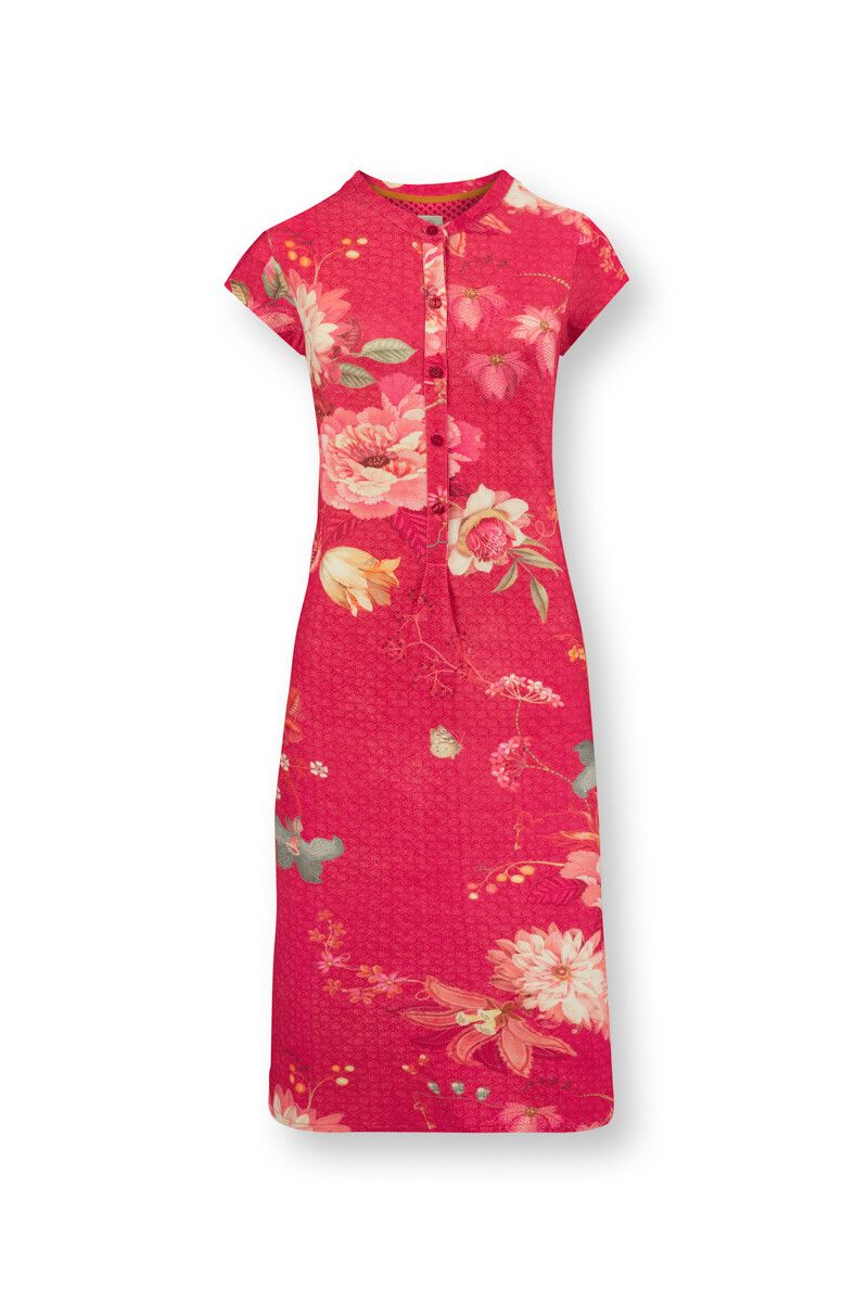 Nachthemd Korte Mouw Knopen Tokyo Bouquet Rood