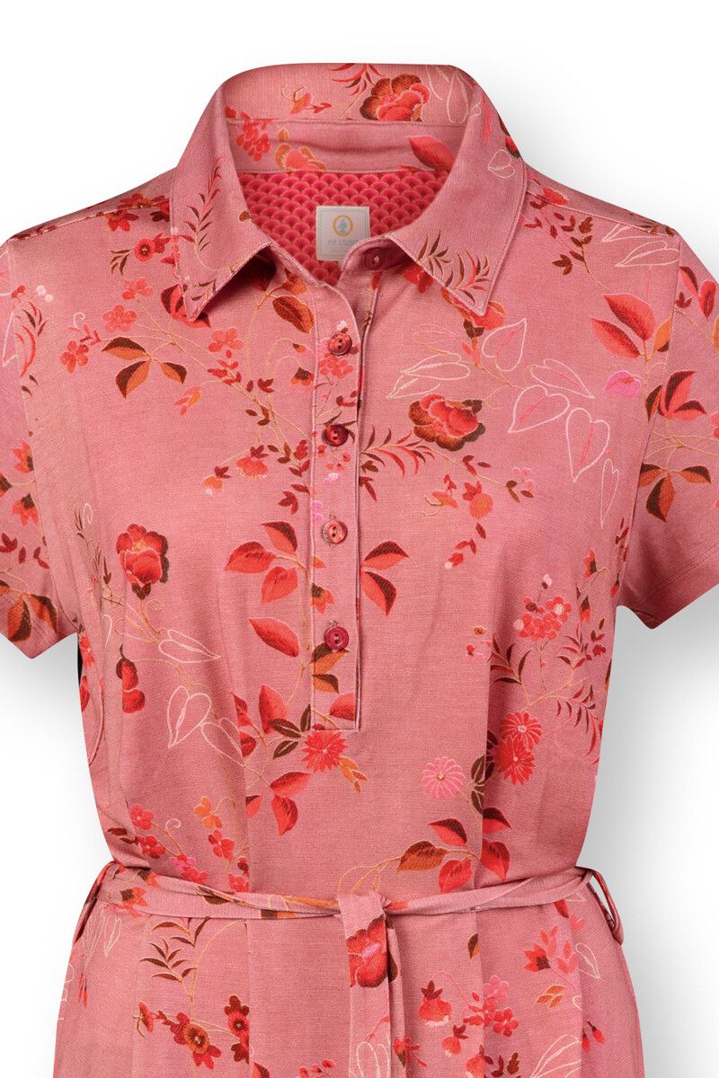Nachthemd Kurze Ärmeln Gürtel Tokyo Blossom Rosa