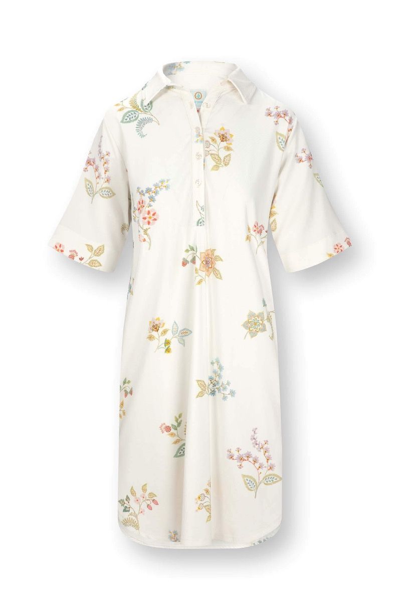 Dewi Nachthemd Korte Mouw Blossom Chique Wit