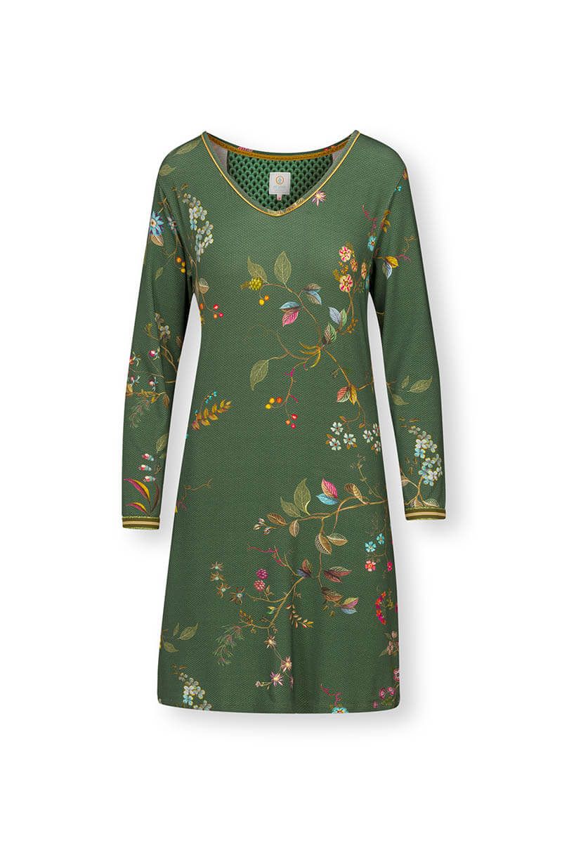 Nachthemd Lange Mouw Kawai Flower Groen