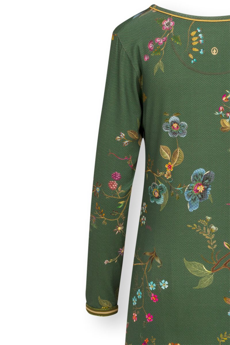 Nachthemd Lange Mouw Kawai Flower Groen