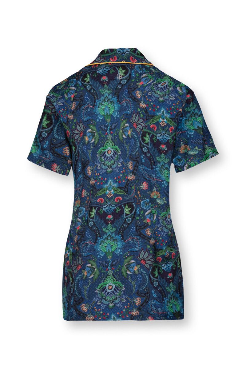 Bluse Kurze Ärmeln Kyoto Festival Blau