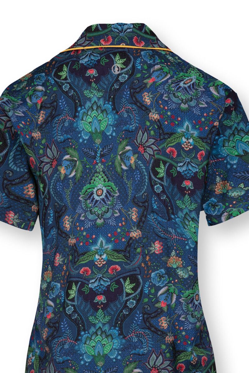 Bluse Kurze Ärmeln Kyoto Festival Blau