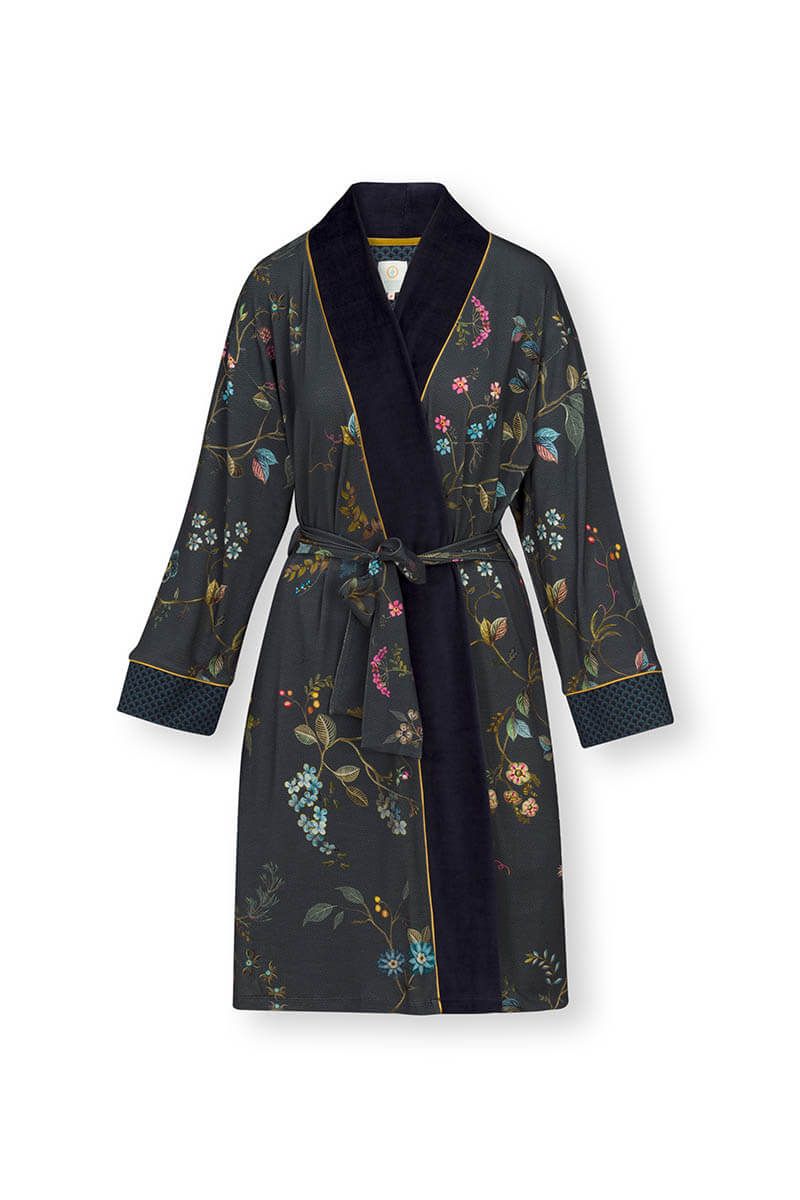 Kimono Kawai Flower Dunkelblau