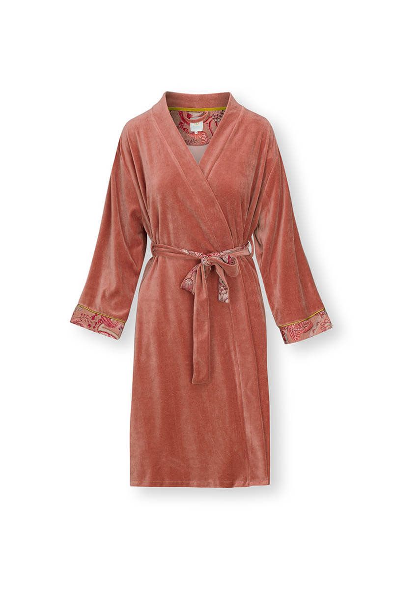 Kimono Solid Velvet Terra Pink