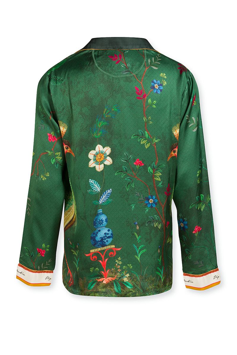 Long Sleeve Birds In Love Green