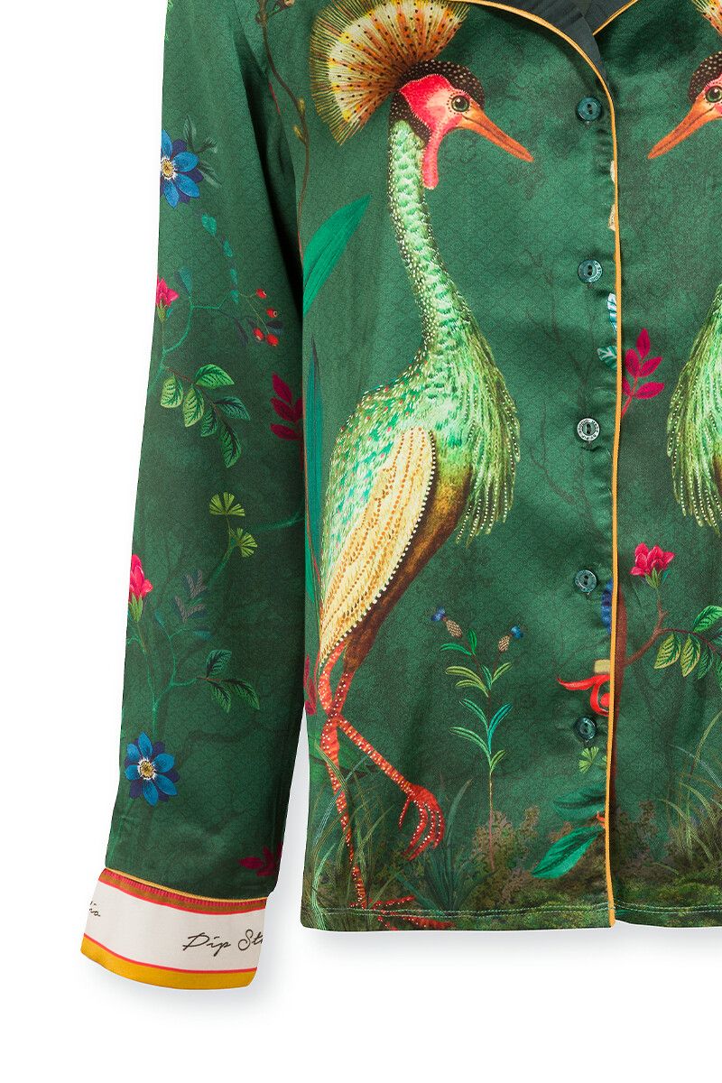 Long Sleeve Birds In Love Green