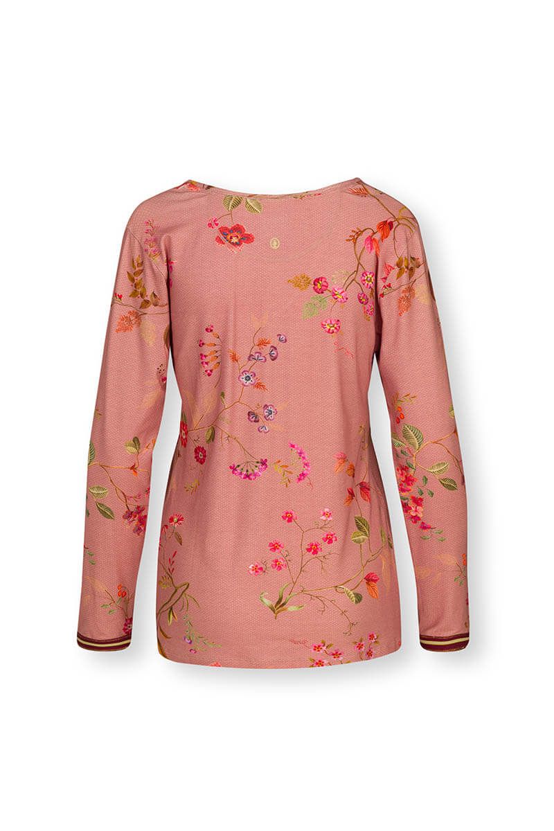 Top Lange Mouw Kawai Flower Roze