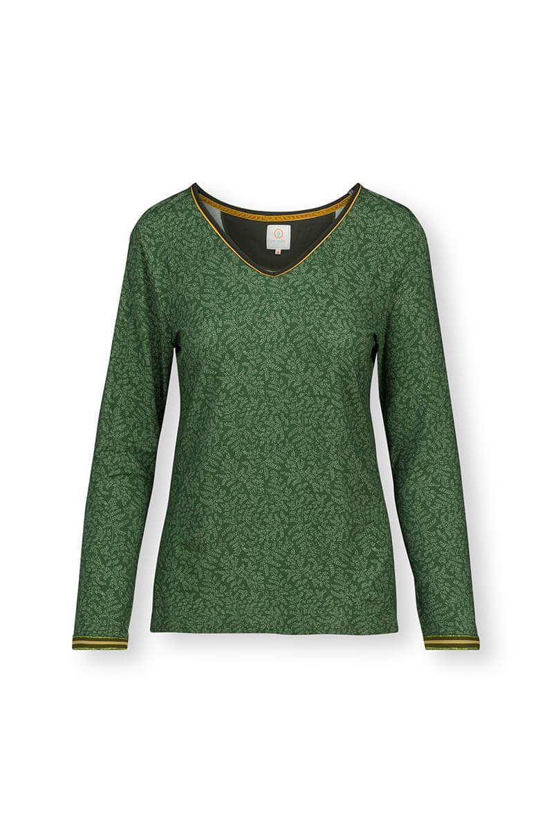 Top Lange Ärmel Leafy Dots Grün