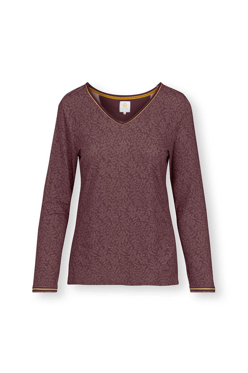 Top Long Sleeve Leafy Dots Terra Red