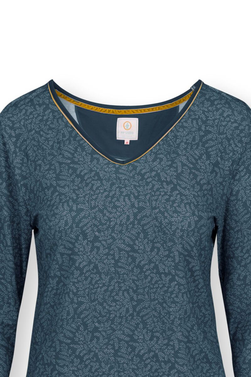 Top Lange Ärmel Leafy Dots Blau