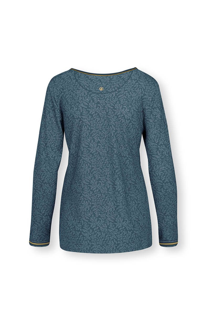 Top Lange Ärmel Leafy Dots Blau