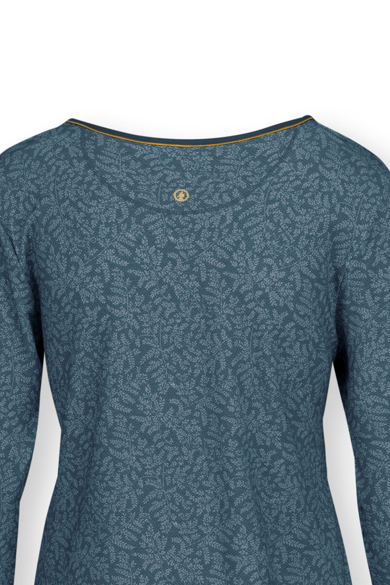 Top Lange Ärmel Leafy Dots Blau
