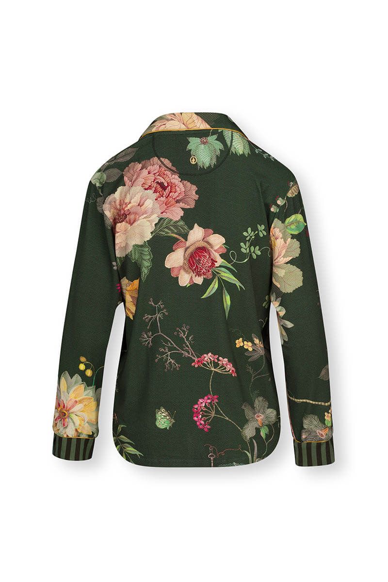 Top Lange Ärmel Tokyo Bouquet Dunkelgrün