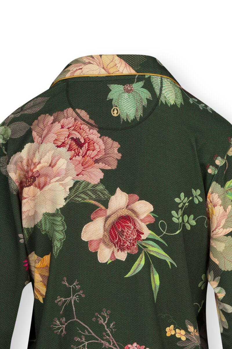 Top Lange Ärmel Tokyo Bouquet Dunkelgrün
