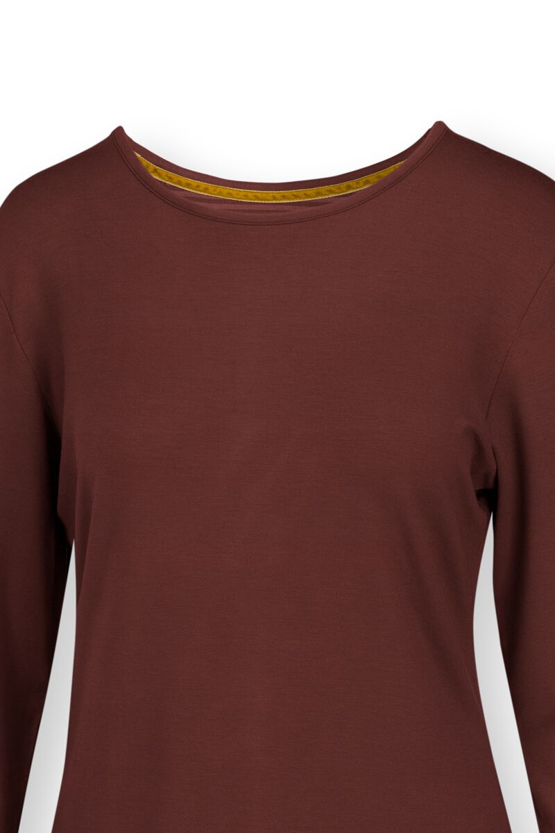 Top Lange Ärmel Solid Terra Rot