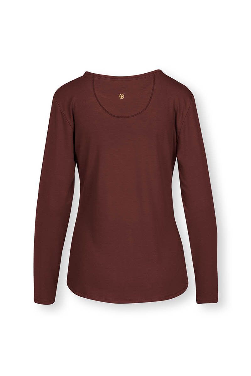 Top Lange Ärmel Solid Terra Rot