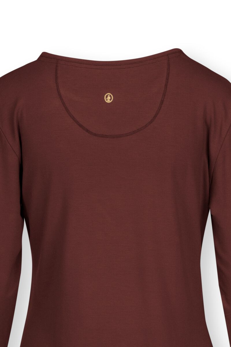 Top Lange Ärmel Solid Terra Rot