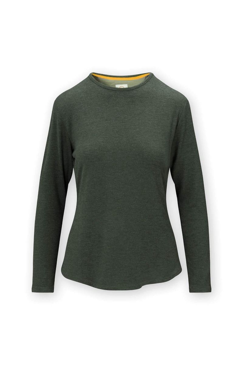 Top Long Sleeve Solid Dark Green