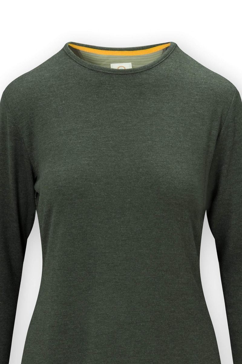Top Long Sleeve Solid Dark Green