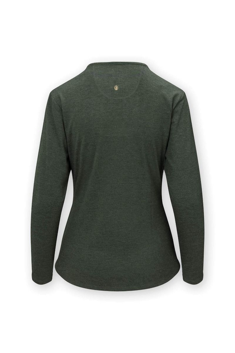 Top Long Sleeve Solid Dark Green