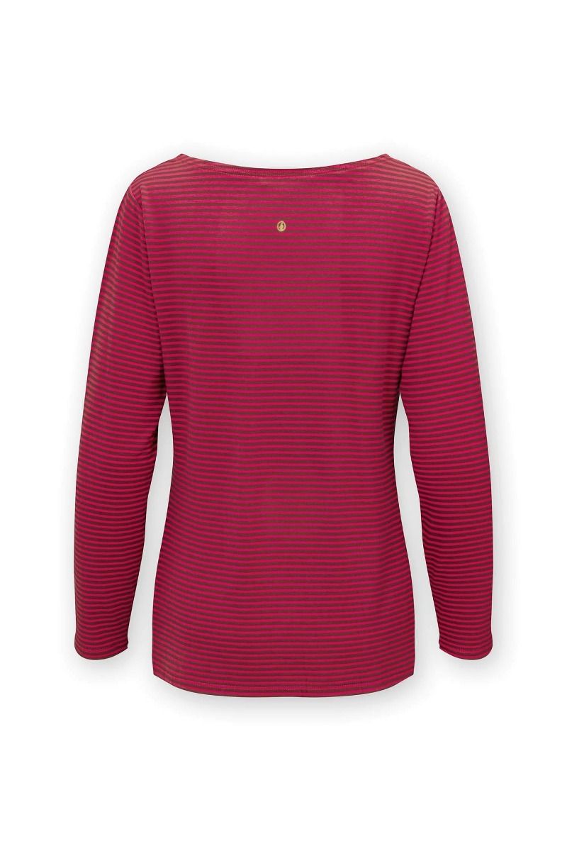 Top Lange Ärmel Little Sumo Stripe Rosa Dunkelrot