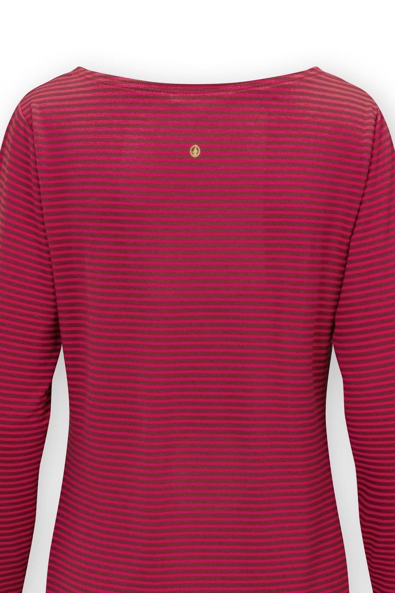 Top Lange Ärmel Little Sumo Stripe Rosa Dunkelrot