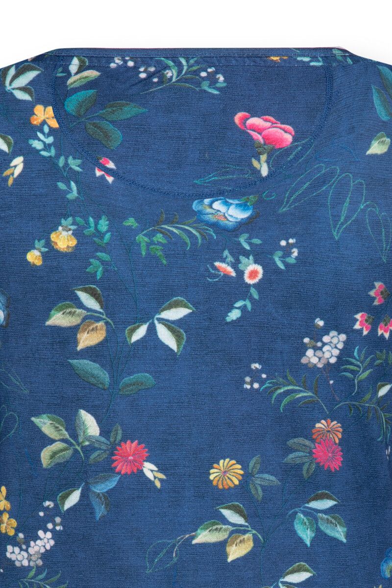 Top Korte Mouw Tokyo Blossom Donkerblauw