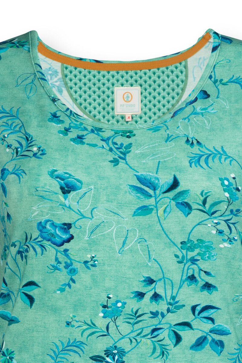 Top Short Sleeve Tokyo Blossom Green