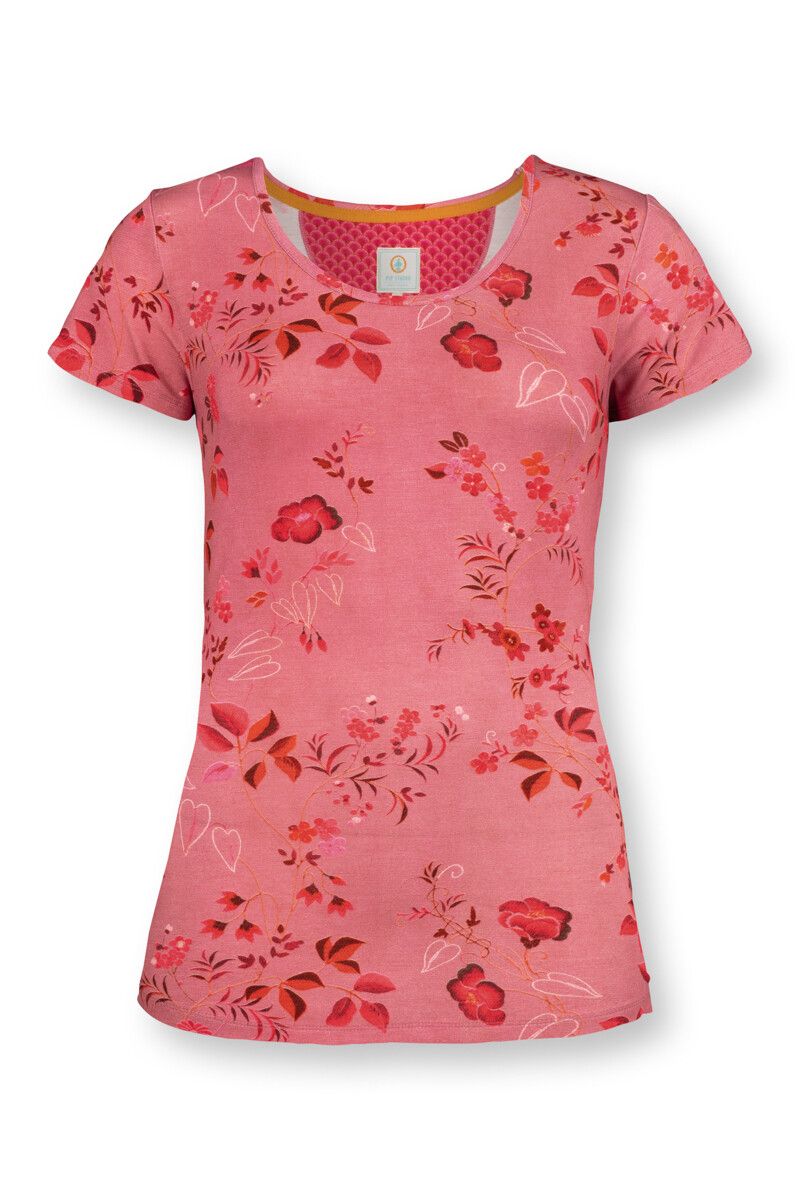 Top mit Kurze Ärmeln Tokyo Blossom Rosa