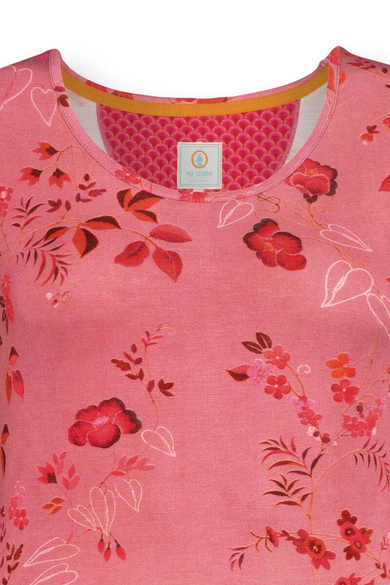 Top mit Kurze Ärmeln Tokyo Blossom Rosa