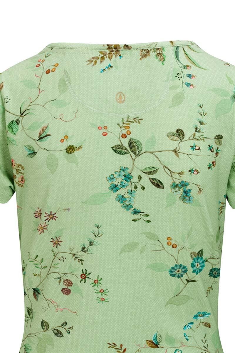 Top Kurze Ärmel Kawai Flower Hellgrün