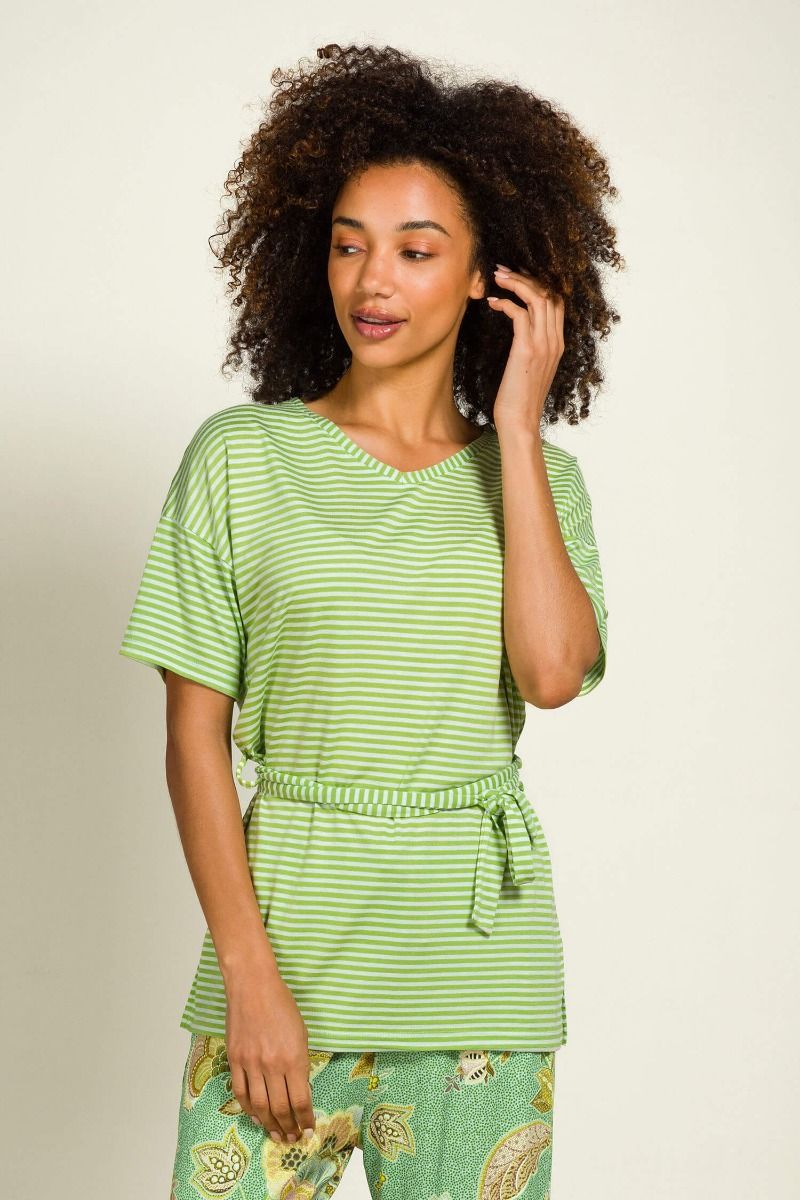 Tonya Top Korte Mouw Little Sumo Stripe Groen